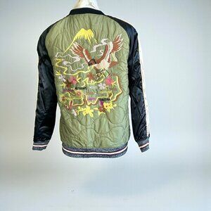Maison Scotch Quilted Embroidered Army Bomber Jacket Size 2 = Medium